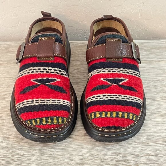 Born Shoes 8 Brown Leather Woven Wool Slip On Western - Picture 2 of 14